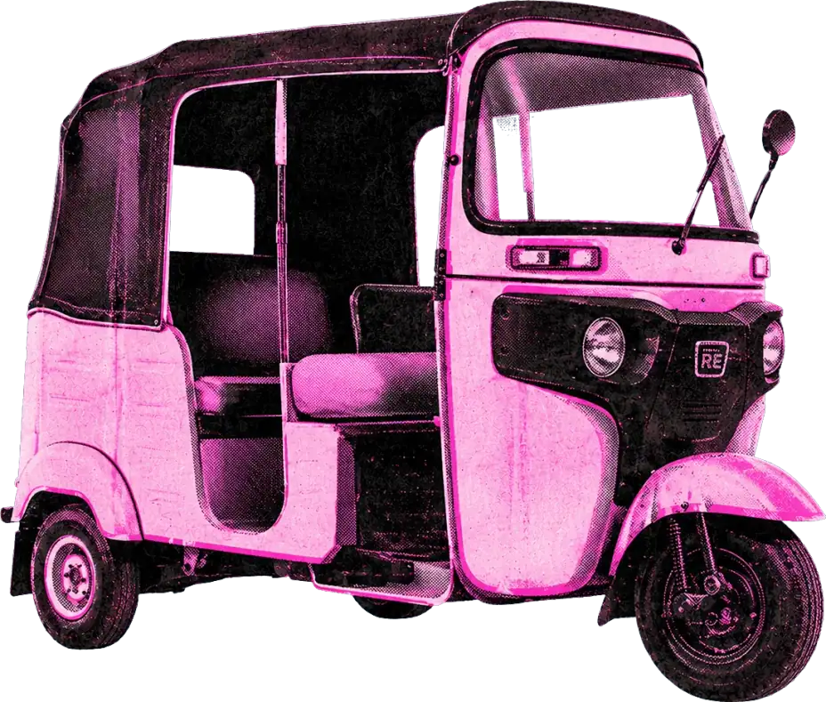 Pink mototaxi rickshaw