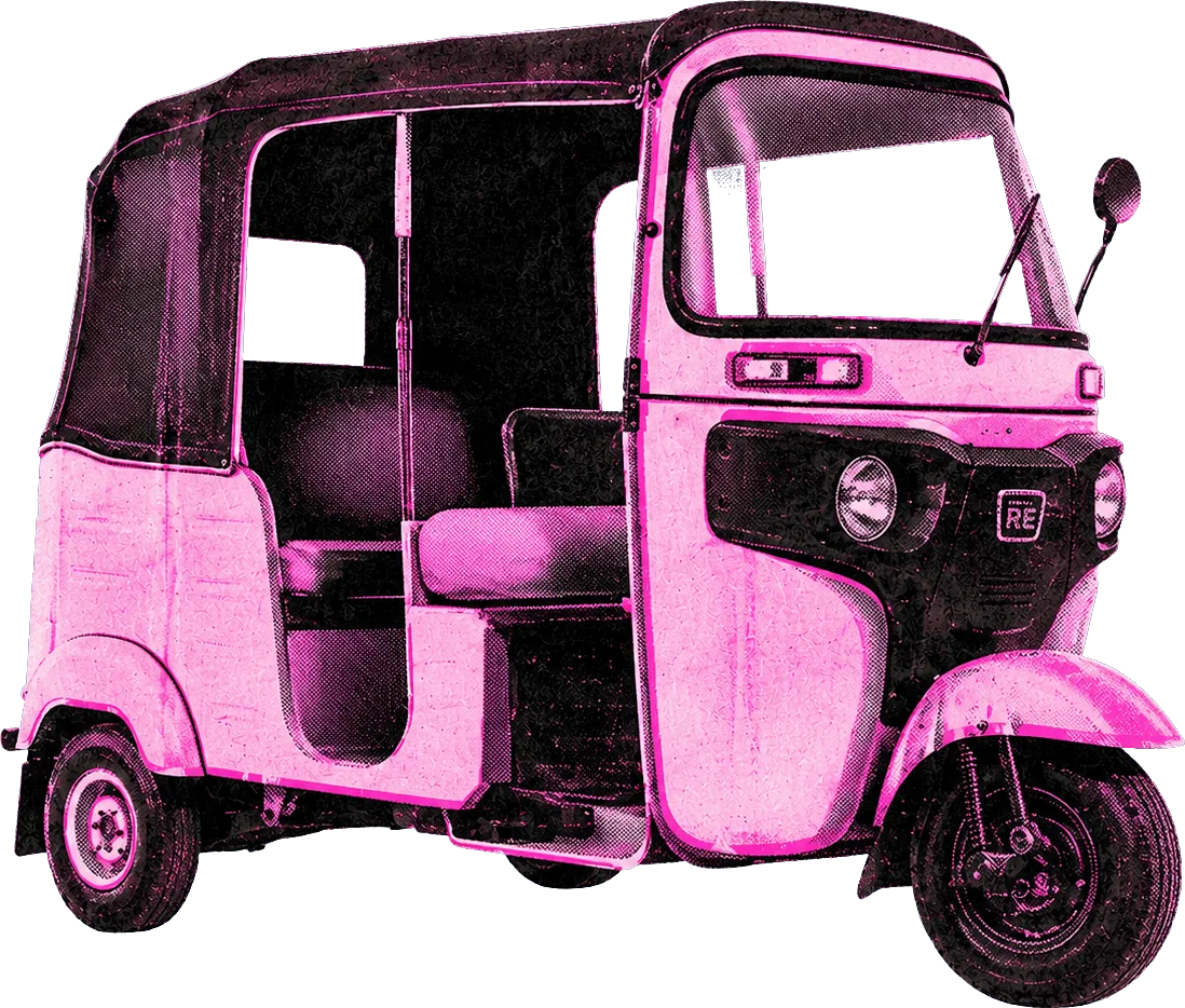 Pink mototaxi rickshaw